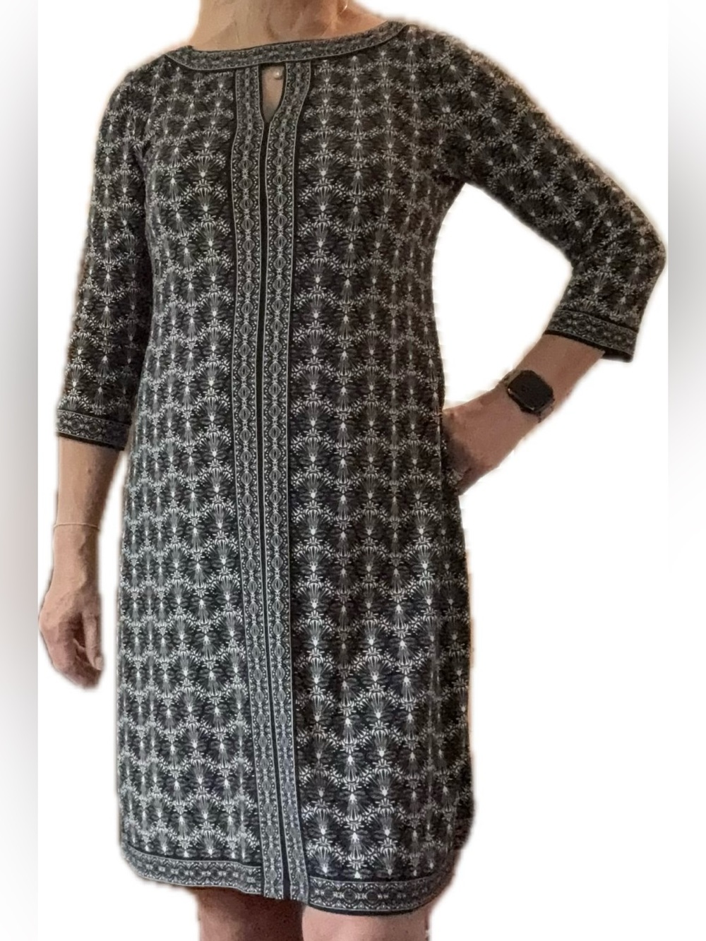 Black & White Patterned Shift Dress
